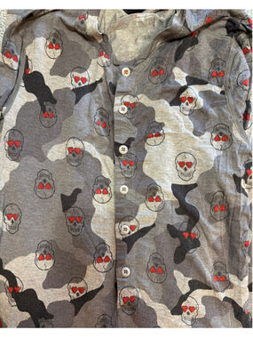 Men's SAXX Gray Camo Skull Nightcrawler One-Piece Lounging Pajamas Gamer Small